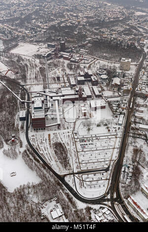 Vista aerea, doppio avvolgimento, tower, Sanaa building design school, la scuola delle arti di Zeche Zollverein World Heritage Site, Essen, la zona della Ruhr, Renania del Nord- Foto Stock