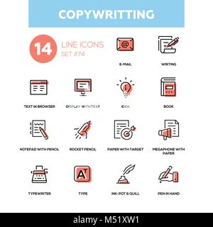 Copywriting - linea design set di icone Illustrazione Vettoriale