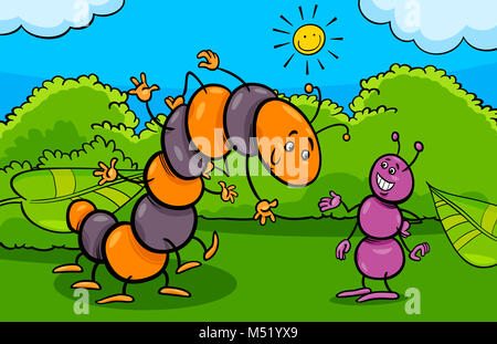 Ant e insetto caterpillar i personaggi dei cartoni animati Foto Stock