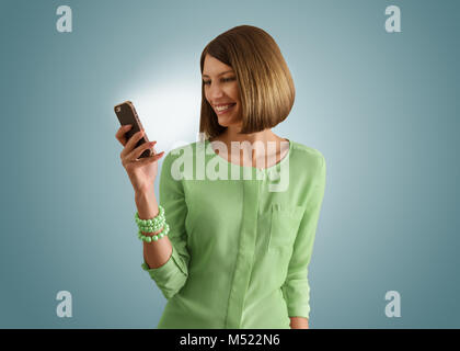 Ritratto di giovane ragazza parlando al telefono Foto Stock