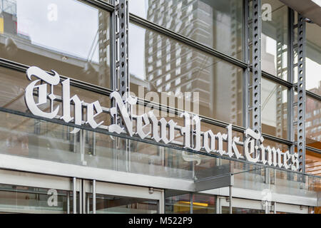 New York Times ha sede a Manhattan, New York City, Stati Uniti d'America. Il New York Times è un giornale americano con base a New York City Foto Stock