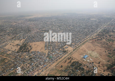 Una veduta aerea di Maiduguri, la città che partorite Boko Haram. Foto Stock