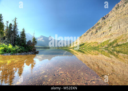 Tramonto sul lago di Elizabeth piedi campeggio, il Glacier National Park Montana Foto Stock