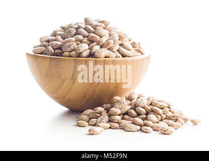 Essiccato fagioli borlotti nel recipiente isolato su sfondo bianco. Foto Stock