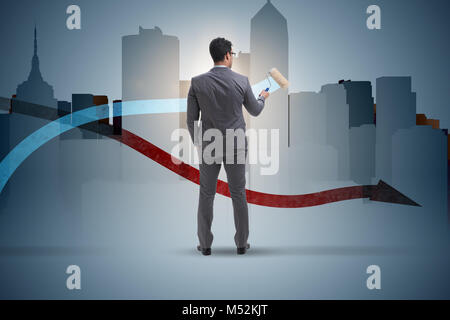 Imprenditore grafici di disegno nel concetto di previsione Foto Stock