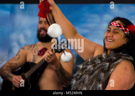 Tradizionale maori Haka danza Foto Stock
