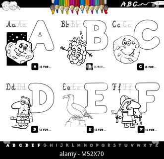 Cartone animato educativo lettere alfabeto per la colorazione Foto stock -  Alamy