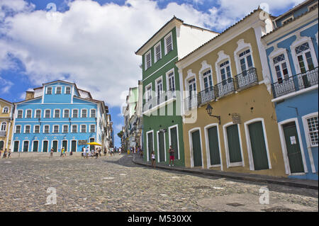 Salvador de Bahia, Pelourinho street view, Brasile Foto Stock