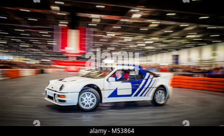 Ford RS 200 Historic Rally auto presso il London Classic Car Show & motorismo storico Show internazionale in Excel Foto Stock