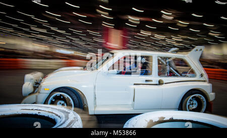 Iconico Gruppo B Rally Car MG Metro 6R4 al London Classic Car Show & motorismo storico Show internazionale in Excel Foto Stock