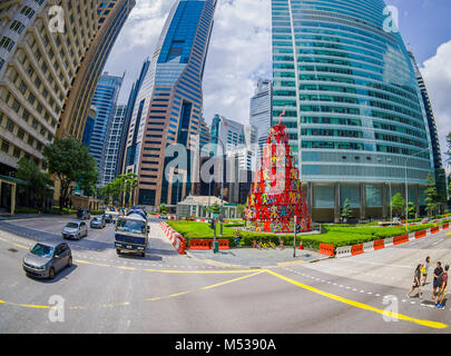 SINGAPORE, Singapore - 30 gennaio. 2018: pubblico Condominio Residenziale complesso edilizio e il centro cittadino dall'alto a Kallang quartiere di Singapore Foto Stock