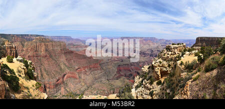 6 maggio 2012 - Punto di Moran (altezza: 7160 piedi / 2182 metri) lungo la Desert View Drive sul bordo sud del Parco Nazionale del Grand Canyon. Parco Nazionale del Grand Canyon South Rim - Panorama da Moran. Foto Stock