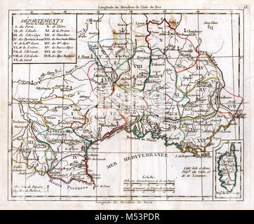 1830 Delamarche Atlas Mappa Francia Costa Azzurra Nizza Marsiglia Foto Stock