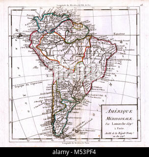 1795 Delamarche Atlas mappa - America del Sud Foto Stock