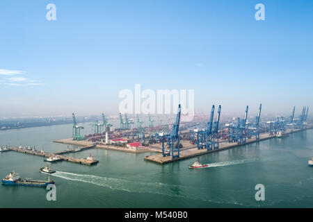 Vista aerea del porto di Tianjin Foto Stock