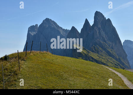 Alpi dolomitiche; Alto Adige; Italia; riserva naturale Puez-geisler; Fermeda; Foto Stock