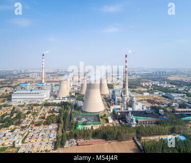 Vista aerea della centrale a energia termica Foto Stock