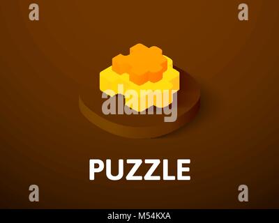 Puzzle Icona isometrica, isolata su uno sfondo colorato Illustrazione Vettoriale