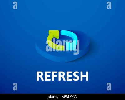 Aggiorna icona isometrica, isolata su uno sfondo colorato Illustrazione Vettoriale