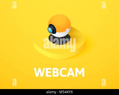 Webcam icona isometrica, isolata su uno sfondo colorato Illustrazione Vettoriale