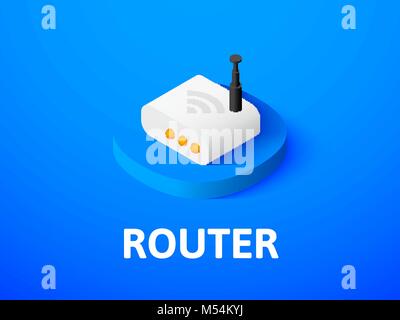 Router icona isometrica, isolata su uno sfondo colorato Illustrazione Vettoriale