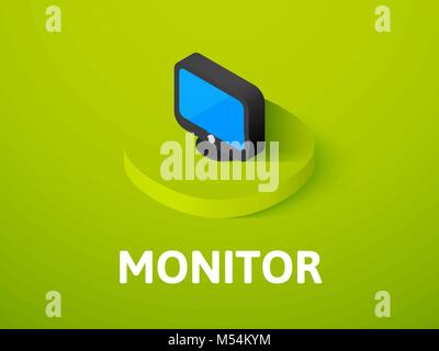 Monitor icona isometrica, isolata su uno sfondo colorato Illustrazione Vettoriale