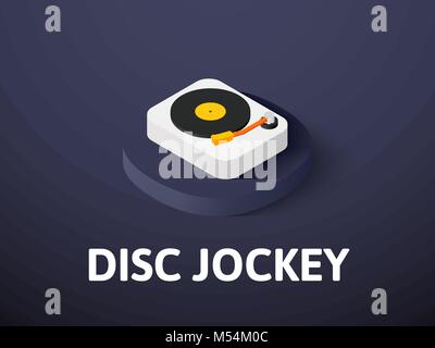 Disc Jockey icona isometrica, isolata su uno sfondo colorato Illustrazione Vettoriale