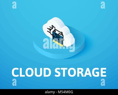 Cloud storage icona isometrica, isolata su uno sfondo colorato Illustrazione Vettoriale