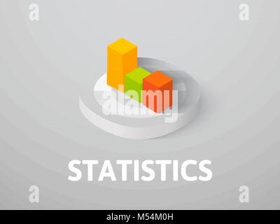 Statistiche icona isometrica, isolata su uno sfondo colorato Illustrazione Vettoriale