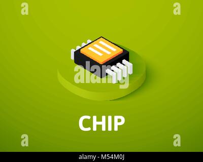 Chip icona isometrica, isolata su uno sfondo colorato Illustrazione Vettoriale