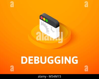 Debug icona isometrica, isolata su uno sfondo colorato Illustrazione Vettoriale