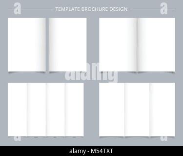 Set di modelli di brochure pagina bianca su sfondo bianco. Illustrazione Vettoriale Illustrazione Vettoriale