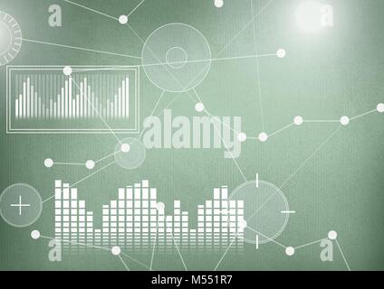 Sovrapposizione di interfaccia delle statistiche di connessione grafica con sfondo verde Foto Stock