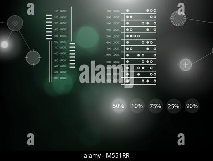 Sovrapposizione di interfaccia delle statistiche di connessione grafica con sfondo verde Foto Stock