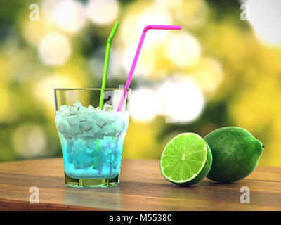 3D rendering di un bicchiere di Whiskey Foto Stock