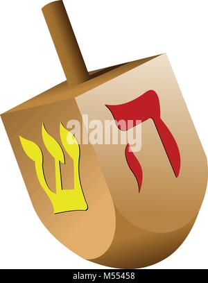 Dreidel bianco su sfondo isolato. Vettore Illustrazione Vettoriale