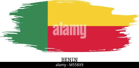 Benin vettore di flag grunge corsa di vernice Illustrazione Vettoriale