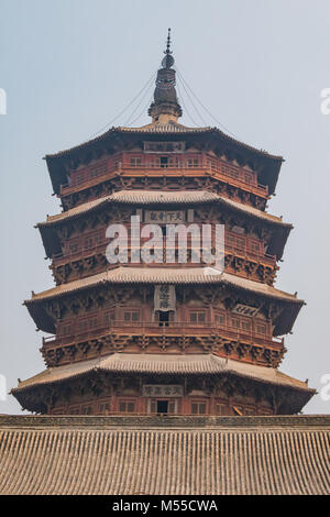 Yingxian Pagoda in legno da vicino Foto Stock