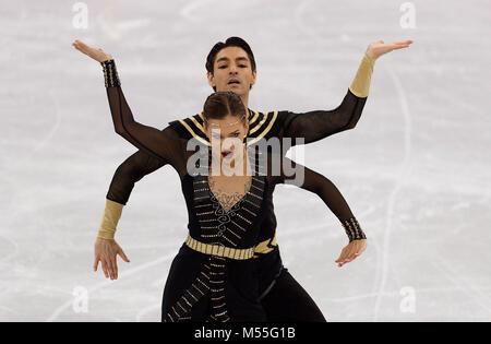 Gangneung, Corea del Sud. Xx Febbraio 2018. La figura skaters Alisa Agafonova e Alper Ucar della Turchia competere nel pattinaggio su ghiaccio danza danza libera al PyeongChang 2018 Giochi Olimpici Invernali a Gangneung Ice Arena martedì 20 febbraio, 2018. Credito: Paolo Kitagaki Jr./ZUMA filo/Alamy Live News Foto Stock
