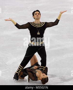 Gangneung, Corea del Sud. Xx Febbraio 2018. La figura skaters Alisa Agafonova e Alper Ucar della Turchia competere nel pattinaggio su ghiaccio danza danza libera al PyeongChang 2018 Giochi Olimpici Invernali a Gangneung Ice Arena martedì 20 febbraio, 2018. Credito: Paolo Kitagaki Jr./ZUMA filo/Alamy Live News Foto Stock