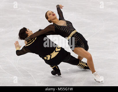 Gangneung, Corea del Sud. Xx Febbraio 2018. La figura skaters Alisa Agafonova e Alper Ucar della Turchia competere nel pattinaggio su ghiaccio danza danza libera al PyeongChang 2018 Giochi Olimpici Invernali a Gangneung Ice Arena martedì 20 febbraio, 2018. Credito: Paolo Kitagaki Jr./ZUMA filo/Alamy Live News Foto Stock