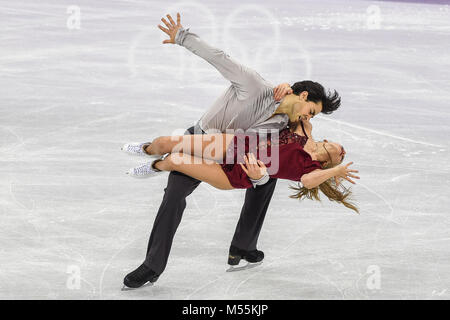 Febbraio 20, 2018: Weaver Kaitlyn e Andrew Poje di Â Canada competere nel ballo libero a Gangneung Ice Arena , Gangneung, Corea del Sud. Ulrik Pedersen/CSM Foto Stock