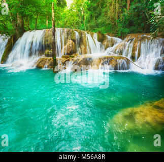 La TAT European Airlines Sae cascate. Bellissimo paesaggio, Laos Foto Stock