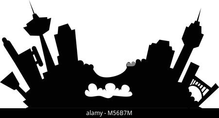 Cartoon silhouette skyline della città di Niagara Falls. Illustrazione Vettoriale