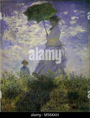 Donna con un Parasol-Madame Monet e... Foto Stock