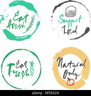 Vettore alimentare naturale set di etichette Illustrazione Vettoriale