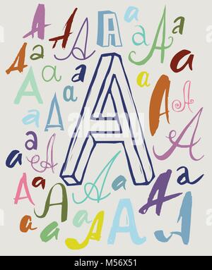 La lettera A in diversi stili Illustrazione Vettoriale