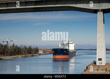 Il Pacifico Huron portarinfuse passando attraverso il Welland Canal Foto Stock