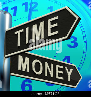 Tempo di orientamento per denaro indica le ore sono più importanti 3d illustrazione Foto Stock
