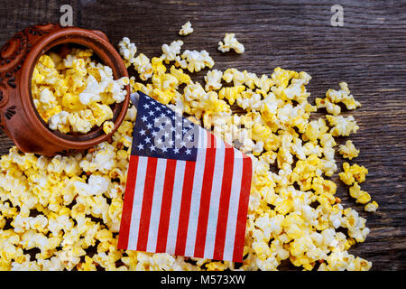 Bandiera americana USA il mais popcorn texture. Foto Stock